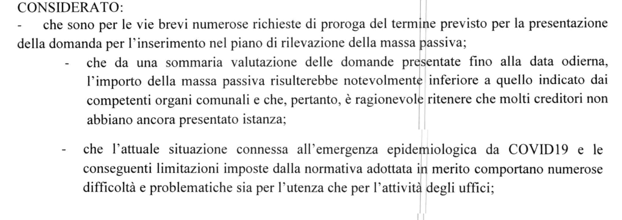 1 Commissario proroga del termine motivazioni