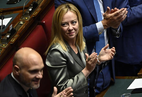 Leader of Fratelli d'Italia ('Brothers of Italy') party Giorgia Meloni during the election of the Speaker of the Italian Chamber of Deputies during the XIX legislature in Rome, Italy, 14 October 2022. ANSA/RICCARDO ANTIMIANI